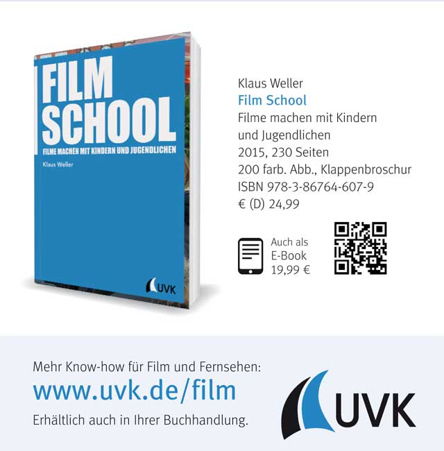Cover des Sachbuchs "Film School" von Klaus Weller, erschienen im Herbert von Halem Verlag