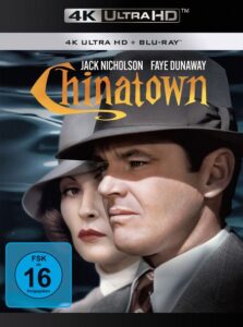 Farbiges Cover eines 4K Datenträgers von Roman Polanskis "Chinatown".
