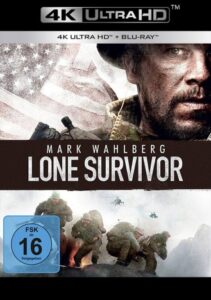 Farbiges Cover eines 4K Datenträgers von Peters Bergs "Lone Survivor".