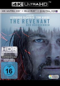 Farbiges Cover eines 4K Datenträgers von Alejandro G. Iñárritus "The Revenant".