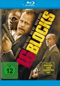 Farbiges Cover einer Blu-ray von Richard Donners "16 Blocks".