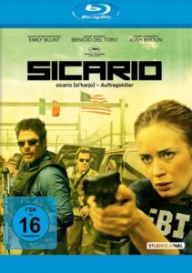 Farbiges Cover einer Blu-ray von Denis Villeneuves Sicario.