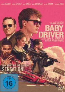 Farbiges Cover einer DVD von Edgar Wrights "Baby Driver".