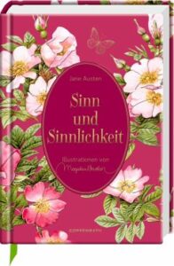 Blumiges Cover des Romans "Sinn und Sinnlichkeit" von Jane Austen.