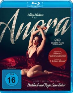 Farbiges Cover einer Blu-ray von Sean Bakers Anora.
