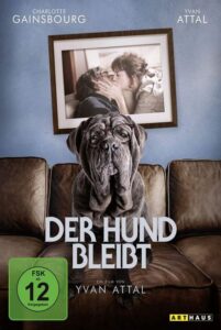 Farbiges Cover einer DVD von Yvan Attals "Der Hund bleibt".